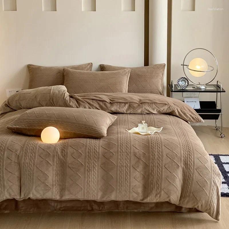 Conjuntos de cama Nordic Room Decor Velvet Home Bed Roupa de Inverno Conjunto Duplo Consolador Quilt Duveta Capa Completa