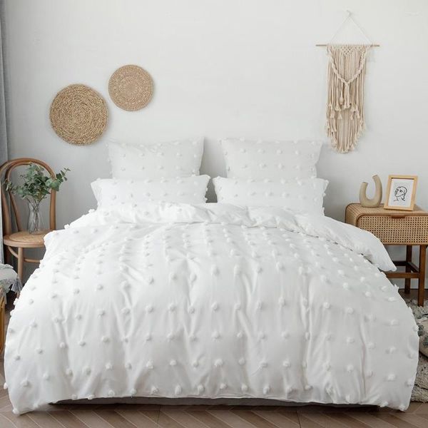 Ensembles de literie nordique doux et mignon, textile de maison solide, housse de couette, couvre-lit, couette, taille double, linge de lit en Polyester
