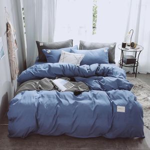 Juegos de cama estilo nórdico 3/4pcs azul cómodo de impresión de alta calidad juego de la familia set nórdico cubierta de almohadillas de hoja plana caída