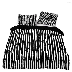 Ensembles de literie Nordic Style Cover Easy Care Saret Set Double Twin Taille avec taie d'oreiller pour les lignes blanches épaisses Rouvre les textiles de la maison