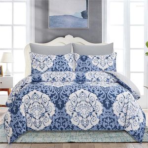 Beddengoed sets oentyo elegante dekbedovertrek set voor thuisblauw beddenverspreide op het bed dubbelzijdige gotische quilt euro linnen deksels luxe