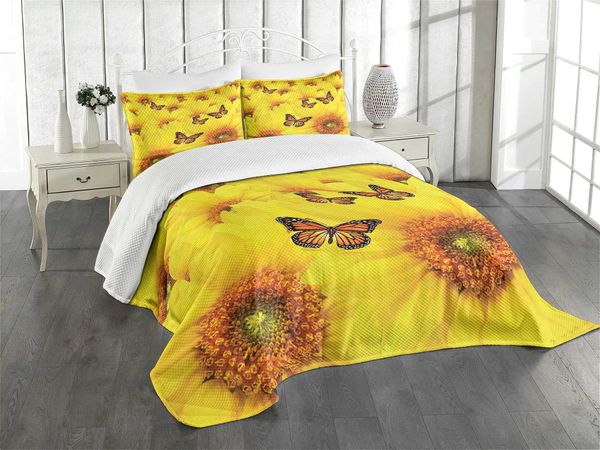 Sets de ropa de cama Naranja Sunfower estampado para amantes Parejas de regalo Patrón de flores de regalo Edredón edredón de la cubierta del hogar use la cama doble H240521 Q2Zl