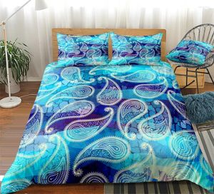 Ensembles de literie Paisley Boho Couvrette de couverture Fleur Fleur Romantique Blue Bohemia Home Textile Art Style Bedclothes Dropship