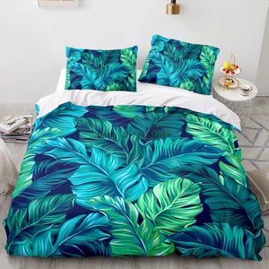 Beddengoed sets palmbladeren dekbedovertrek King Koning volledige bananenbloemen set Hawaiian Tropical Green 2/3pcs polyester quilt