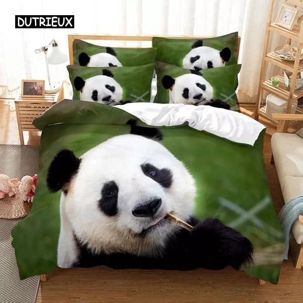 Ensembles de literie Panda Coup de couette Ensemble de motif animal mignon Twin pour garçons Girls Microfibre Wild Giant King Size Couffre