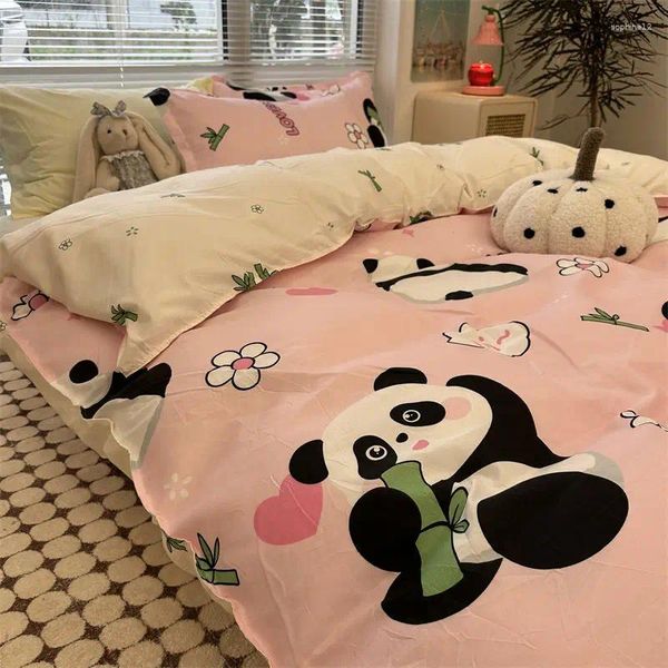 Ensembles de literie Panda King Size Set Men Litdings Bound Bed 4 pièces Coton Pure chambre nordique Capinette de courtepointe de vent nordique