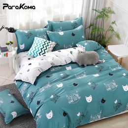 Literie sets Parakoma home textile cyan mignon chat kitty couvret couvercle couvercle casse de lit de lit de lit garçon gamin adolescents couvertures king queen jumelle 230817