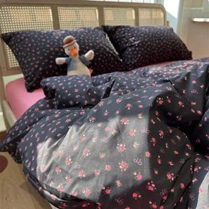 Beddengoed sets pastorale stijl bloemen beddings roze bloemen dekbedovertrekmeisjes dekbed met blad kussensloop luxe bed 150x200cm