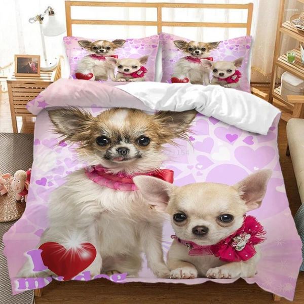 Juegos de cama para mascota juego de perros 3D anime estampado de estampado nórdico fundas de almohadas