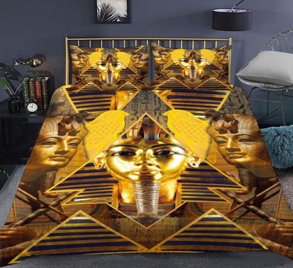 Ensembles de literie Pharaon 3d Ancient Egypt Tribe Decor Counter Cover Cover pour la chambre Pyramides égyptiennes duvet de style exotique1960528