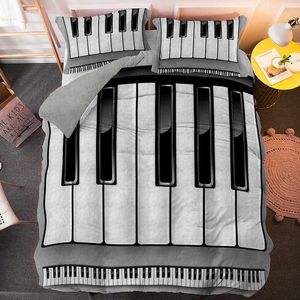 Ensembles de literie Piano clavier ensemble de literie 2/3 pièces Instrument de musique housse de couette avec étui doux housses de couette goutte