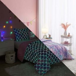 Ensembles de literie Piece Glow In Dark Couette Ensemble avec Bonus String Light Twin Juego de cama couvertures complètes pour lits literie Couette Twin taille comfo 230926