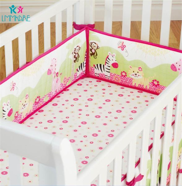 Conjuntos de ropa de cama Parachoques de cama de bebé rosa 100% algodón Animal de dibujos animados Sábana de cama para bebé Edredón Falda de cama Suave y transpirable Juegos de ropa de cama para cuna de niña 230901