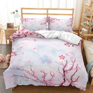 Ensembles de literie housse de couette florale rose fleurs de cerisier thème ensemble de literie printemps housse de couette romantique pour fille couvre-lit R230823