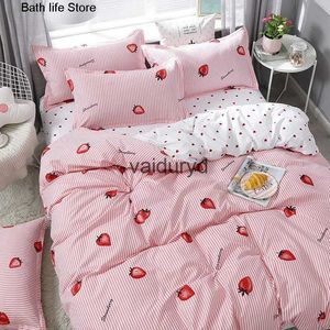 Ensembles de literie rose Kawaii ensemble fraise linge de lit housse de couette feuille maison chambre roi reine taille filles couette ensemblesvaiduryd