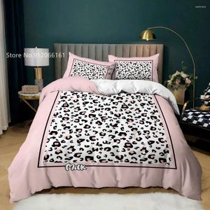 Ensembles de literie Pink Leopard Milk Ensemble de caricature colorée Chaîne de couette COUPE 3D PRINT HOME TEXTILE COURT