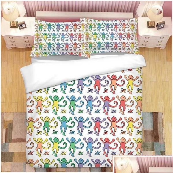 Conjuntos de ropa de cama Pink Roller Rabbit Juego impreso en 3D Edredón Ers Fundas Edredón Ropa de cama Ropa de cama T230217 Entrega de gotas Home Garden Text Dhrem