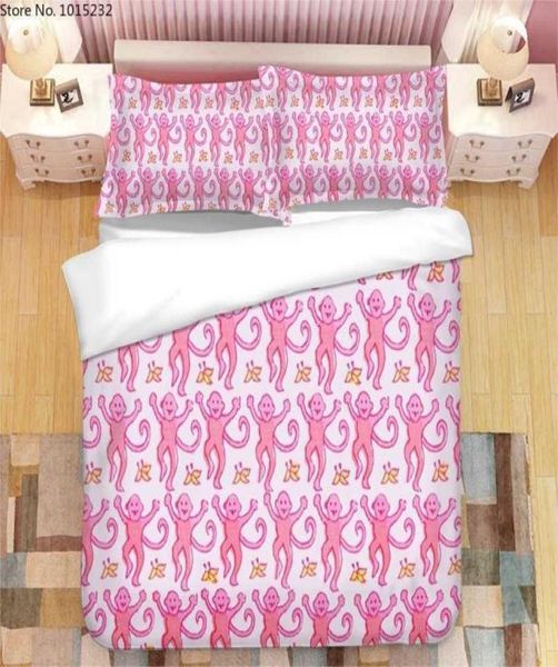 Juegos de cama Juego de cama con estampado 3D de Conejo rodillo rosa, fundas nórdicas, fundas, edredón, ropa de cama, ropa de cama, ropa de cama T2302179784789