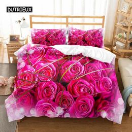 Beddengoed sets roze rozen dekbedovertrek Twin Set voor Valentijnsdag Moedersbloemthema Double King Polyester Quilt