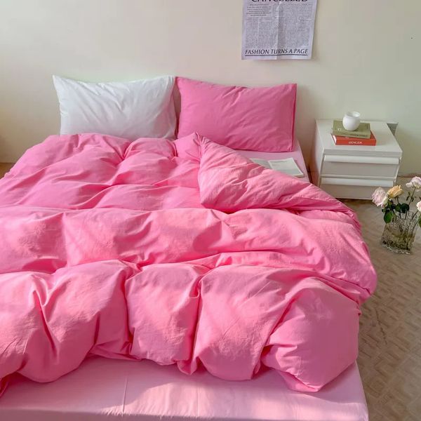 Juegos de ropa de cama Serie rosa, juego suave estampado, funda nórdica, ropa de cama, colcha de poliéster, fundas de almohada, sábanas planas, juegos de edredón para niñas 231027