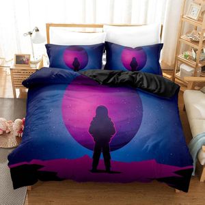 Conjuntos de ropa de cama Planet Space Earth Full King Juego de edredón de invierno Funda de cama Algodón Galaxy Dormitorio Housse de Couette para