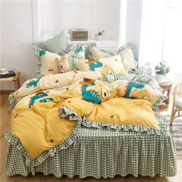 Sets de ropa de cama Patrillo de flores de planta Conjunto de cubierta de la cama de cachemir Cachemería 4 piezas gruesas lijado de lijado coreano princesa doble sencillo