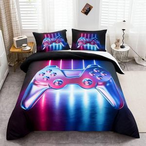 Ensembles de literie jouer Gamer ensemble jeune homme jeux vidéo housse de couette pour adolescent enfant jeu manette couette nouveauté dégradé néon