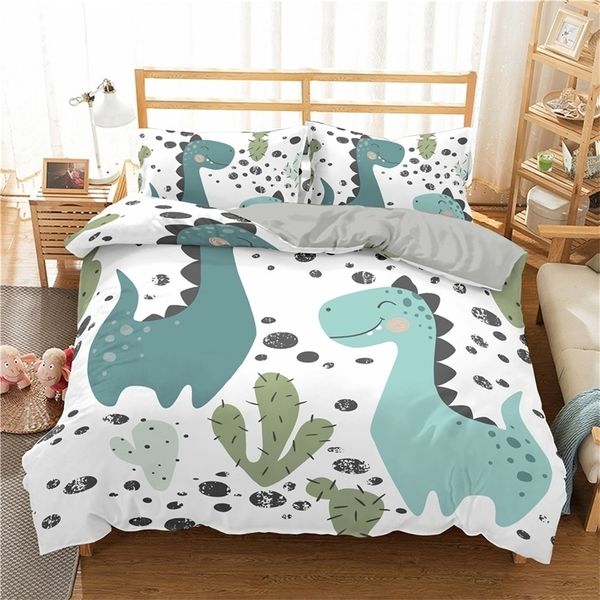 Ensembles de literie Polyester Couchette Cartoon Dinosaure Dinosaure Pristage Litteur Textiles pour enfants avec des taies d'oreiller Double Single Size 220924