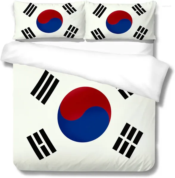 Conjuntos de ropa de cama Funda nórdica de poliéster Funda de almohada Juego de dos o tres piezas Bandera nacional coloreada Impresión digital 3D ZXF1213