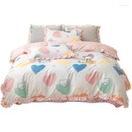 Beddengoed sets prinsesstijl bed vierkoppig set alle katoen puur klein verse vel quilt cover driedelige gemonteerde 4