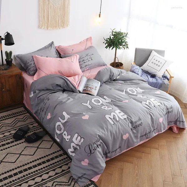 Conjuntos de ropa de cama edredón decorativo estampado A/B Patrón de doble lado de la cama Capa de la cama de la cama plana Casas de almohadas para solteros