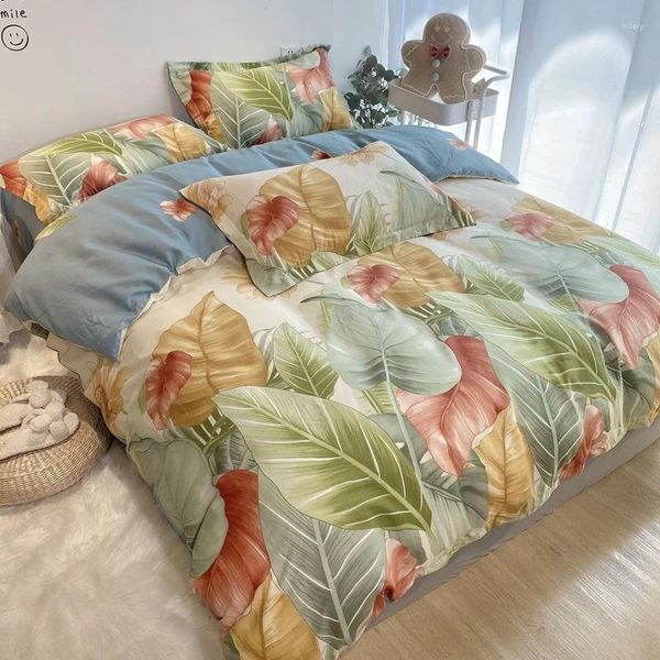 Ensemble de literie pur coton pur american plantes tropicales Printing Ensemble de couverture double couette draps de lit de lit