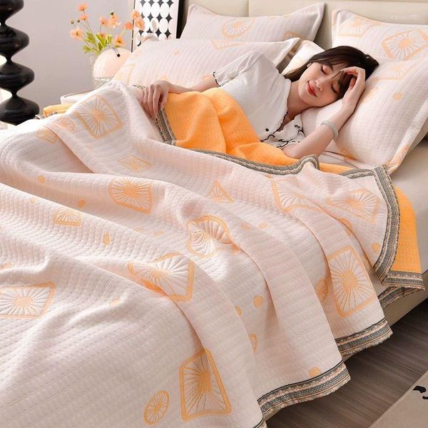 Juegos de ropa de cama, edredón, manta a cuadros de algodón, sábana de verano, suministros de gasa, sofá doble, accesorios cálidos para la familia, colcha