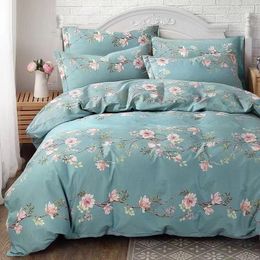 Ensembles de literie housse de couette taie d'oreiller décor marque coton draps Na maison Textile Para feuille fleur motif protecteur
