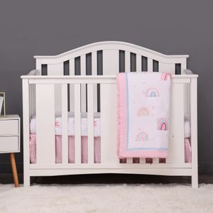 Ensembles de literie design arc-en-ciel 3 pièces ensemble de berceau pour bébé pour filles, y compris jupe de drap de lit de couette 231128