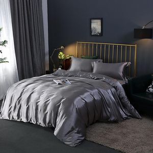 Bedding Sets Rayon Luxury Duvet Cover Set Solid Color Bed Sheet Single Double Queen King Size Silky Quilt