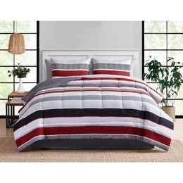 Beddengoedsets rood en grijs gestreept 8-delig Bed In A Bag dekbedset met lakens Queen 231007