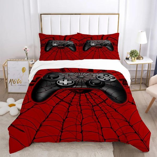 Conjuntos de ropa de cama Conjunto de cubierta de edredón negro rojo para niños Decoración de la habitación Gamer Moderno Videojuegos 3D Edredón Adolescente Niño Niños Hombres