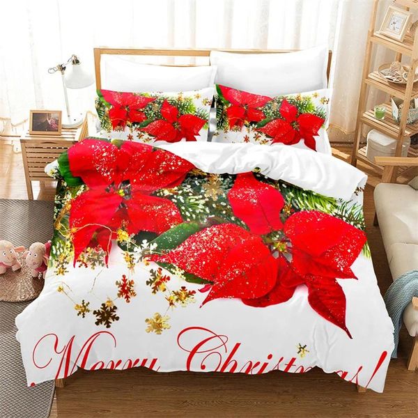 Conjuntos de ropa de cama Conjunto de Navidad rojo Funda nórdica Año Edredón Niños Niñas Decoraciones de cama Dormitorio El