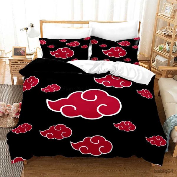 Ensembles de literie Red Cloud Anime ensembles de housse de couette 3D dessin animé nuage rouge ensembles de literie Akatsuki japon pleine reine taille housse de couette ensemble cadeaux