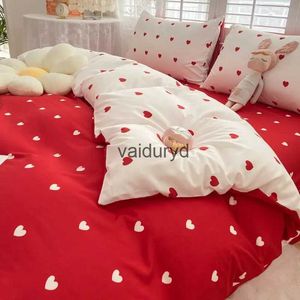 Ensembles de literie Ensemble coeur rouge enfant adolescent dessin animé couette housse de couette drap de lit roi reine double linge complet 3/4 pièces maison Textilevaiduryd