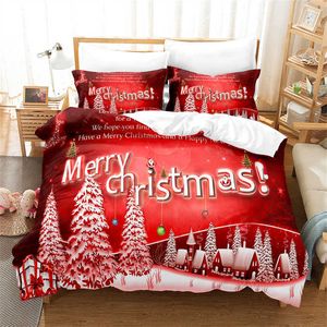 Juegos de cama Juego de dormitorio rojo Feliz Navidad Colcha suave Funda nórdica de moda y cómoda Funda de edredón L221025