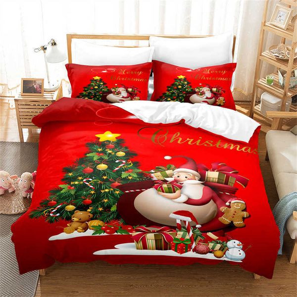 Ensembles de literie rouge joyeux noël, ensemble de chambre à coucher, couvre-lit doux, housse de couette à la mode et confortable, étui de couette