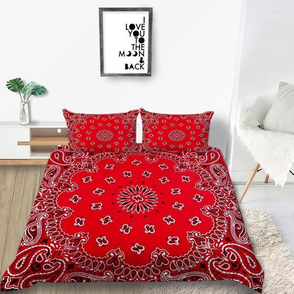 Ensembles de literie Ensemble rouge Textiles de maison Motif décoratif Housse de couette avec taie d'oreiller 2/3 pièces à la mode