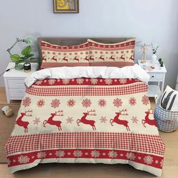 Conjuntos de ropa de cama Red Truck Santa Claus Juego de edredón navideño Funda nórdica Edredón de cama Funda de almohada King Queen Tamaño 231204