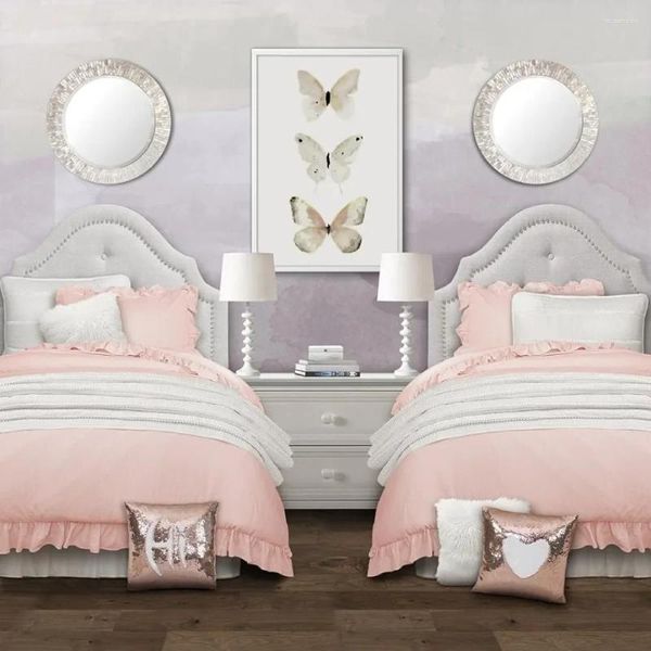 Juegos de ropa de cama Reyna Juego de edredón con volantes de 3 piezas con fundas de almohada Cama de dormitorio Full/Queen Blush