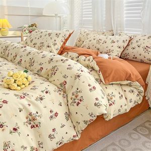 Ensemble de literie couette romantique couvercle de plante feuille de lit de fleurs pour les femmes hommes et enfants coton coton taie d'oreiller textiles