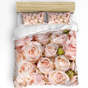 Conjuntos de ropa de cama, funda nórdica con flores rosas y rosas, juego de cama para edredón textil para el hogar doble, fundas de almohada para dormitorio (sin sábana)