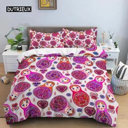 Conjuntos de ropa de cama Muñecas rusas Juego de funda nórdica Microfibra Patrón lindo Edredón Estilo exótico para niños Adolescente Doble Queen King Tamaño