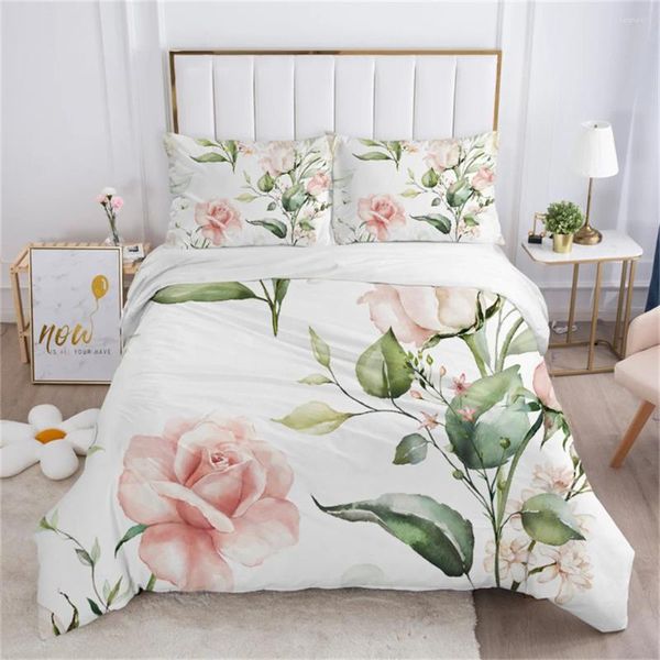 Ensemble de literie Rustique Fleur florale Vintage Kids Durex Quilt3pcs Twin King Plein de couette pleine grandeur Linge de linge 200x200 240x220